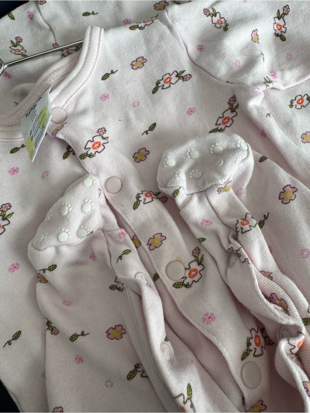 Set of 2 Pink Floral Baby Pajama Sleeper with Grip Feet